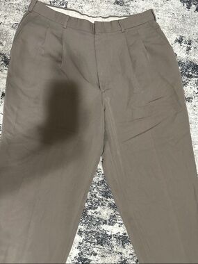 YSL Pour Homme Men's Vintage Classic Pleated Dress Pants - Taupe